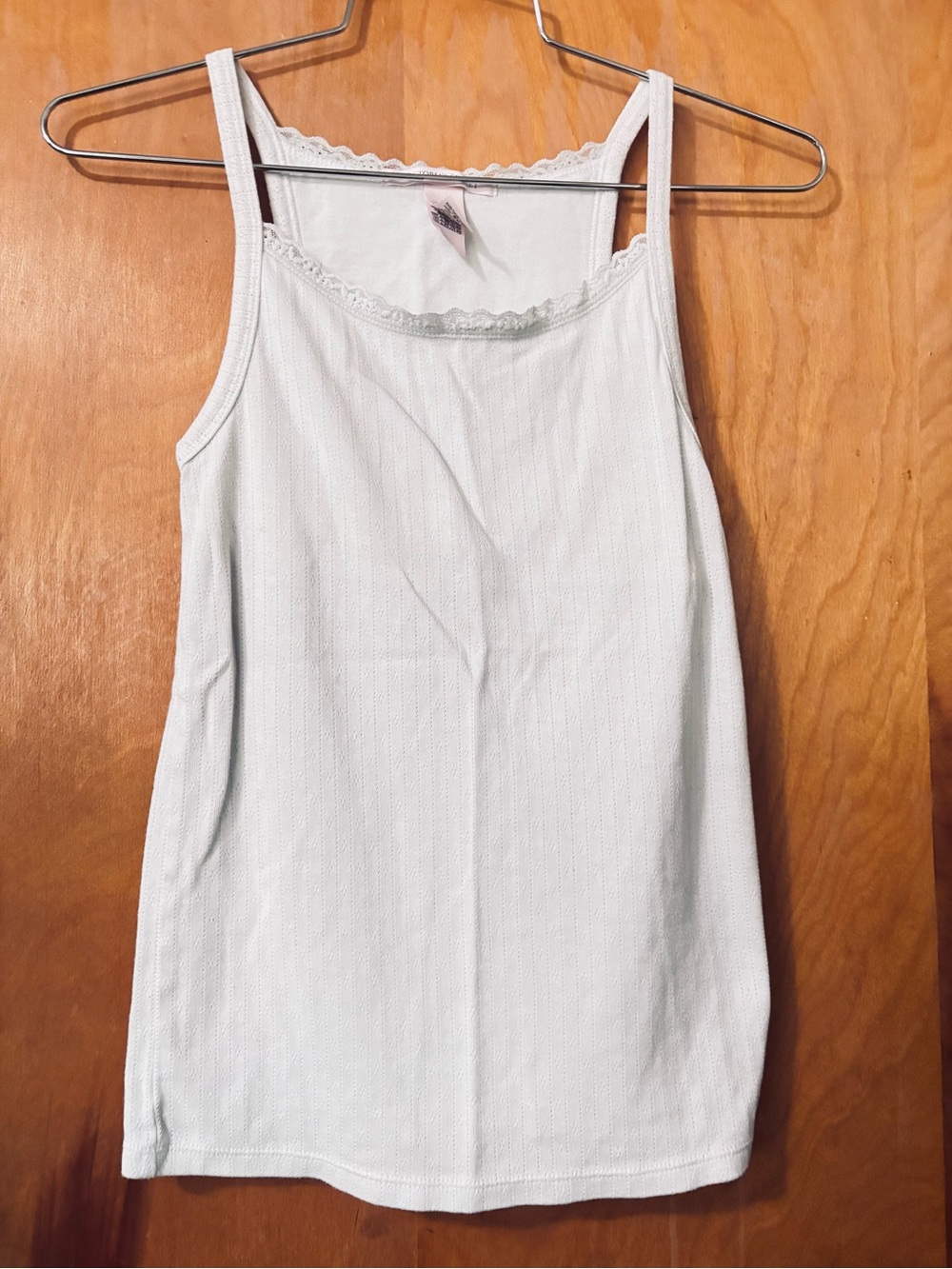 Victoria's Secret White Lace-Trim Ribbed Tank